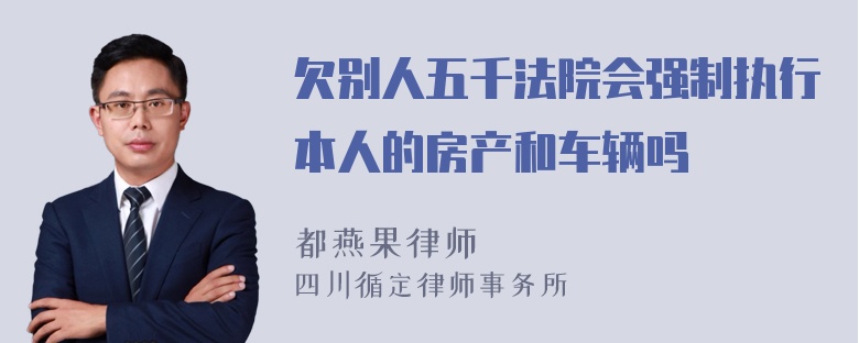 欠别人五千法院会强制执行本人的房产和车辆吗