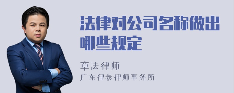 法律对公司名称做出哪些规定