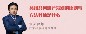 离婚共同财产分割的原则与方法具体是什么