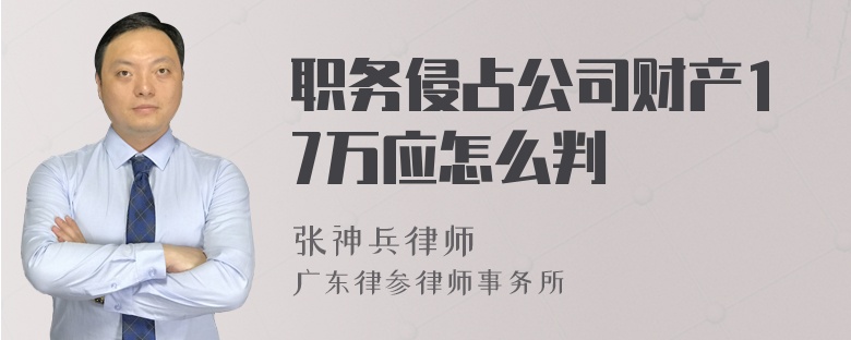 职务侵占公司财产17万应怎么判