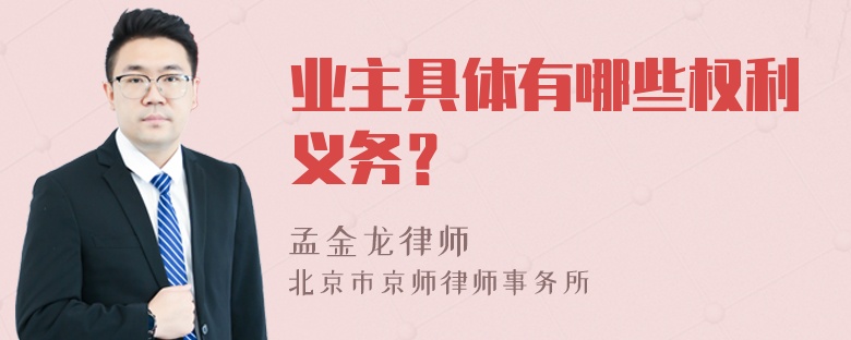 业主具体有哪些权利义务？