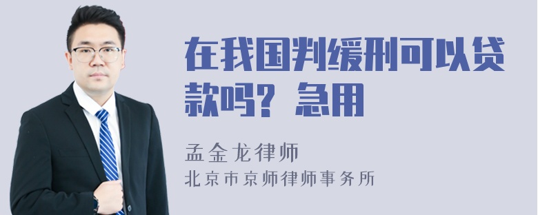 在我国判缓刑可以贷款吗? 急用