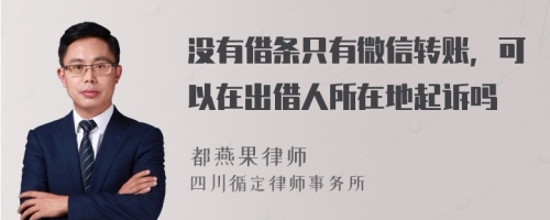 没有借条只有微信转账，可以在出借人所在地起诉吗