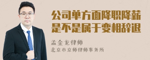 公司单方面降职降薪是不是属于变相辞退