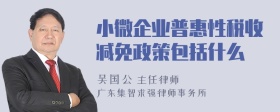 小微企业普惠性税收减免政策包括什么