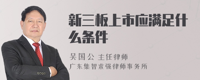 新三板上市应满足什么条件