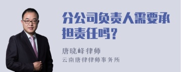 分公司负责人需要承担责任吗？