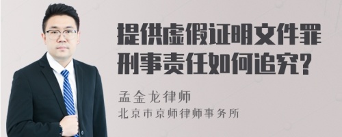 提供虚假证明文件罪刑事责任如何追究?