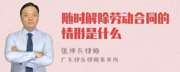 随时解除劳动合同的情形是什么