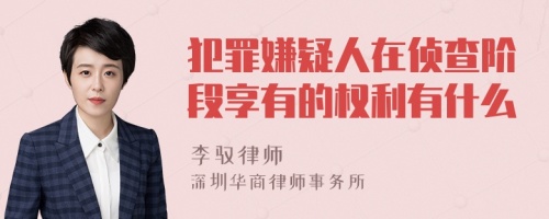 犯罪嫌疑人在侦查阶段享有的权利有什么