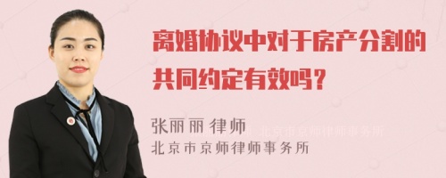 离婚协议中对于房产分割的共同约定有效吗？