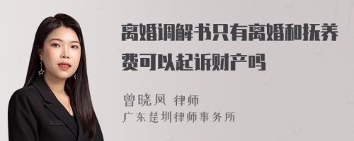 离婚调解书只有离婚和抚养费可以起诉财产吗