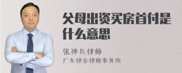 父母出资买房首付是什么意思