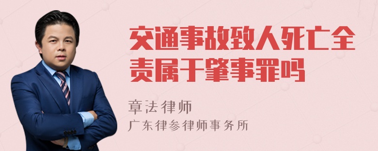 交通事故致人死亡全责属于肇事罪吗