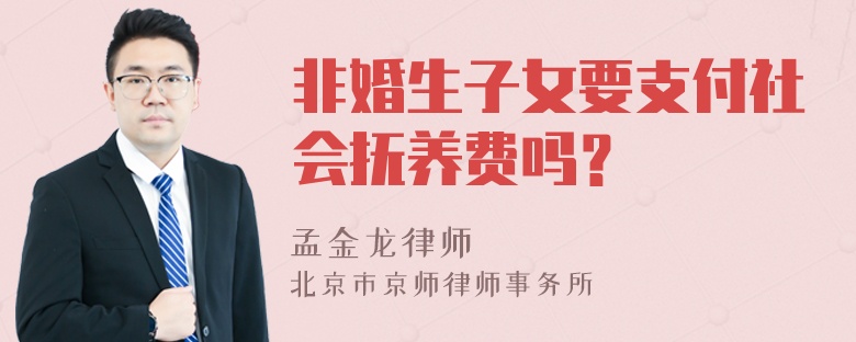 非婚生子女要支付社会抚养费吗？