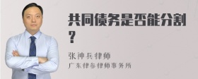 共同债务是否能分割？