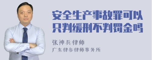 安全生产事故罪可以只判缓刑不判罚金吗