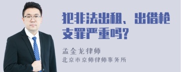 犯非法出租、出借枪支罪严重吗?