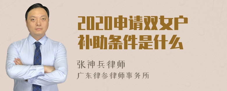 2020申请双女户补助条件是什么