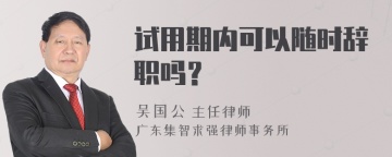 试用期内可以随时辞职吗？