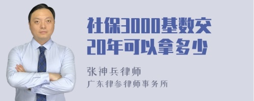 社保3000基数交20年可以拿多少