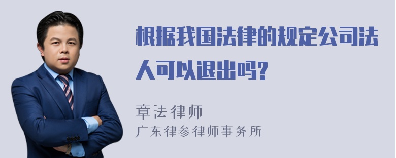 根据我国法律的规定公司法人可以退出吗?