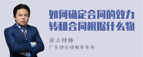 如何确定合同的效力转租合同根据什么物