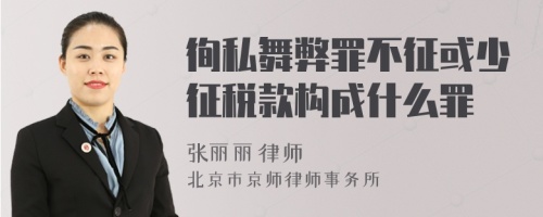 徇私舞弊罪不征或少征税款构成什么罪