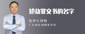 抢劫罪文书的名字