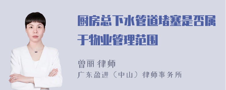 厨房总下水管道堵塞是否属于物业管理范围