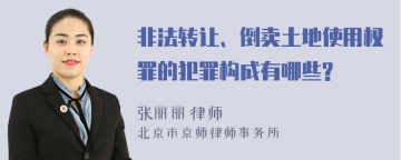 非法转让、倒卖土地使用权罪的犯罪构成有哪些?