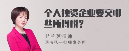 个人独资企业要交哪些所得税？