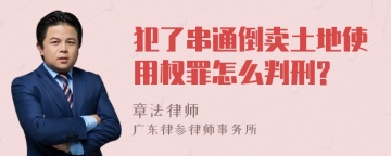 犯了串通倒卖土地使用权罪怎么判刑?