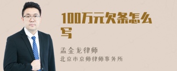 100万元欠条怎么写