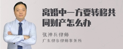 离婚中一方要转移共同财产怎么办