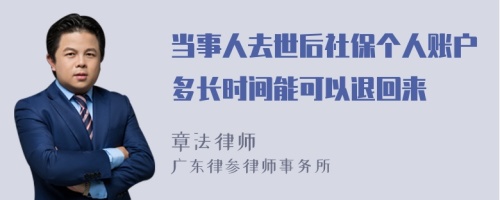 当事人去世后社保个人账户多长时间能可以退回来