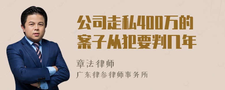 公司走私400万的案子从犯要判几年