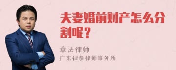 夫妻婚前财产怎么分割呢？