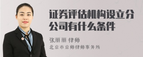 证券评估机构设立分公司有什么条件