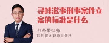 寻衅滋事刑事案件立案的标准是什么