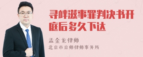 寻衅滋事罪判决书开庭后多久下达