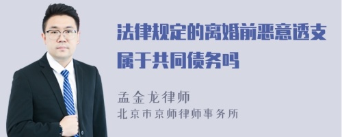 法律规定的离婚前恶意透支属于共同债务吗