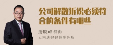 公司解散诉讼必须符合的条件有哪些