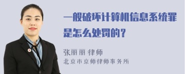 一般破坏计算机信息系统罪是怎么处罚的？