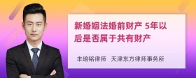 新婚姻法婚前财产 5年以后是否属于共有财产