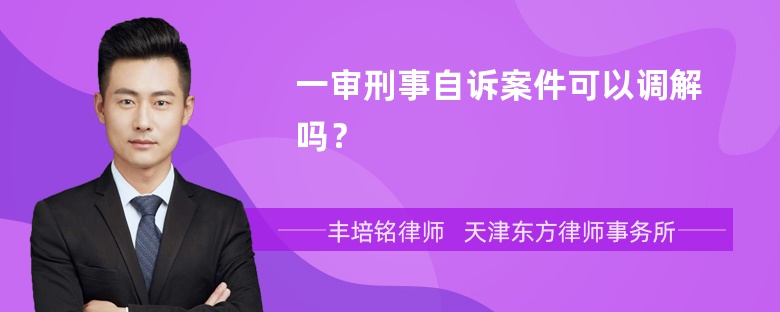 一审刑事自诉案件可以调解吗？