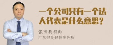 一个公司只有一个法人代表是什么意思？