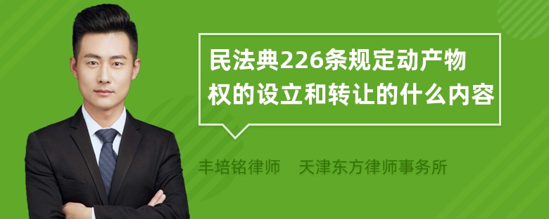 民法典226条规定动产物权的设立和转让的什么内容