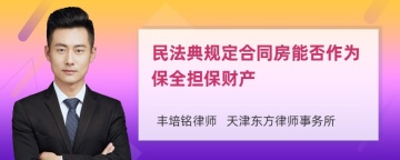 民法典规定合同房能否作为保全担保财产