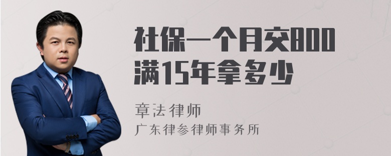 社保一个月交800满15年拿多少